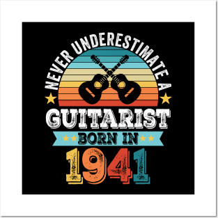 Guitarist born 1941 80th Birthday Guitar Gift Dad Posters and Art